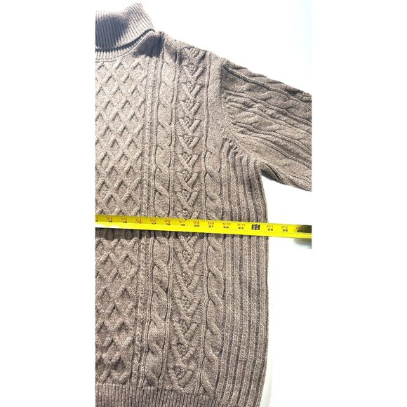 Mutual Weave XL Cable Knit Brown Turtleneck Sweater Cotton Blend Textured Design - Picture 7 of 10